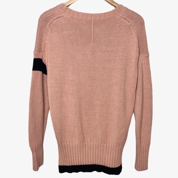 360 Sweater Women’s Barbara V Neck Pullover Sweater Stripe Sleeve Size Small - Picture 6 of 11